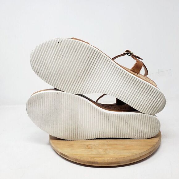 Crevo Sandals Womens 11 Vana Wedge Heel Platform Brown Leather Ankle Strap Shoes - Picture 14 of 15